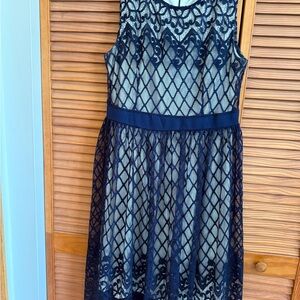 Elegant Navy Lace Dress
